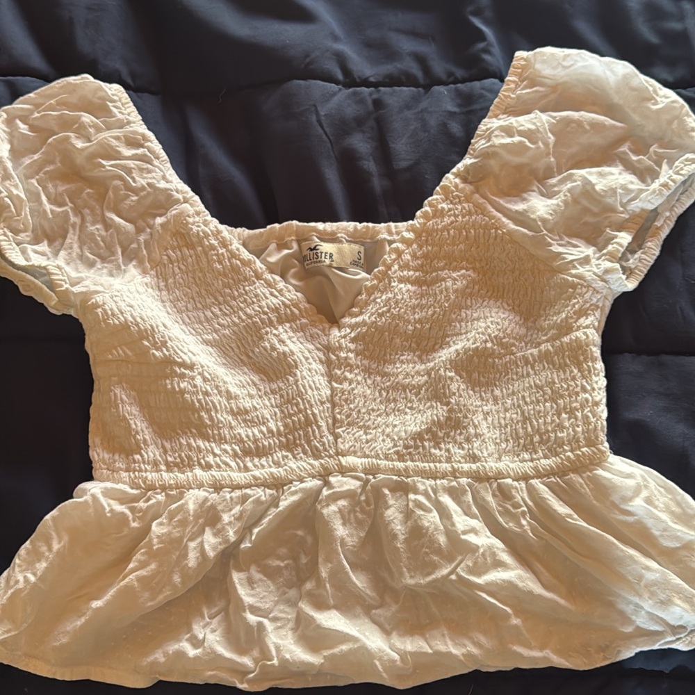 Hollister Cream Smocked Blouse